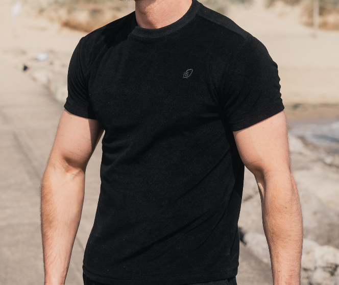 Midnight Black Towelling T-Shirt